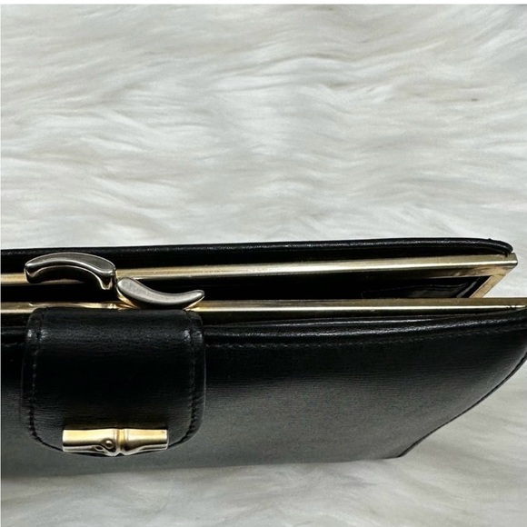 Longchamp Vintage Black Leather large Bi-Fold Coin Credit Card Wallet - Picture 5 of 12